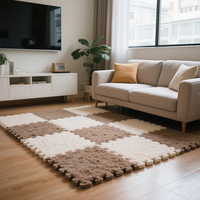 Tapis en mousse EVA souple avec couche supérieure en peluche-Tapis de puzzle imbriqué pour aire de jeu et chambre à coucher pour enfants