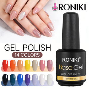 RONIKI ยาทาเล็บเบสโคทแบบกำหนดโลโก้เองได้ 2 in 1 แบรนด์ส่วนตัว เจลเบสยาง ปราศจากสาร Hema เจลขัดเงาขายส่ง เจลเบสสำหรับทาเล็บ - Product Image 1
