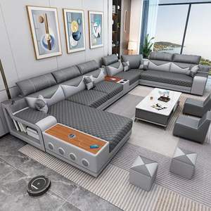 Ensemble de canapés pour salon, nouveau design, Turquie, moderne, luxe, inclinable, multifonctionnel, canapé en cuir et tissu en forme de U - Product Image 3