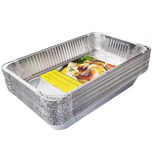 RE3G Full Size Half Size Aluminum Foil Baking Pan With <b>Lid</b> 3500ml <b>Disposable</b> Bbq Grill Pan Aluminum Foil Tray for Catering - Product Image 2
