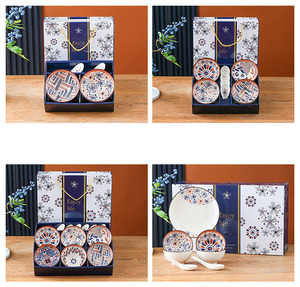 Customizable Cheap Ceramic Tableware Gift Box <b>Set</b> 2 4 <b>6</b>-Piece Bowl with Spoon Elegant <b>Dinnerware</b> <b>Sets</b> - Product Image 6