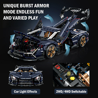 1:8 Starry Blue 3851PCS Building Blocks Toys Supercar Model, Technical Race Car Kit with Optional RC Upgrade for Collectors