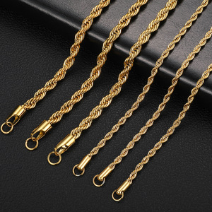 도매 316L 스테인리스 로프 체인, PVD 금 및 은 도금 장신구 액세서리, DIY 목걸이 제작에 적합 - Product Image 2