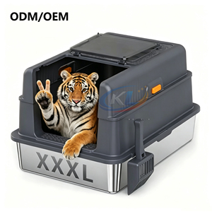 2026년형 OEM 도매 경량 스테인리스 고양이 화장실 65L 내부 공간 친환경 냄새 제어 자동 세척 고양이용 - Product Image 1