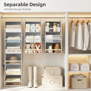 6-Shelf Hanging Closet Organizer 1-Pack Collapsible <b>Storage</b> For Bedroom Dorm Room With Mesh Pockets And Hooks - Product Image 4