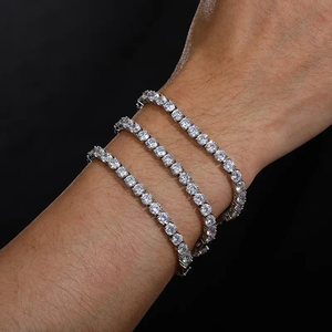 Fine Jewelry Hip Hop 925 Sterling Silver VVS Moissanite Diamond Cluster Iced Out Tennis Chain bracciale collana per <span class=keywords><strong>uomo</strong></span> donna - Product Image 1