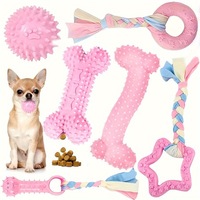 Lot de 6 jouets à mâcher en caoutchouc de luxe pour chiots, pour chiens de petite race, pour la dentition, le nettoyage dentaire, interactifs, écologiques, jouets à mordre