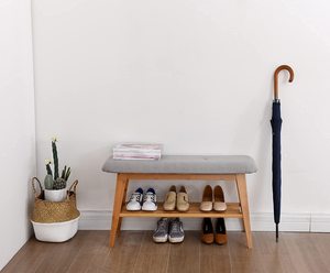 Suministro de fábrica, venta al por mayor, Banco de Zapatero personalizado, Banco de entrada de bambú, organizador con Zapatero de madera de almacenamiento de 2 niveles - Product Image 6
