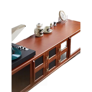 Meuble <span class=keywords><strong>TV</strong></span> de Style rétro français moyen ancien salon noir bois massif nordique ménage combinaison tiroir haut - Product Image 6