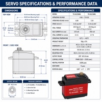 Moteur servo numérique à engrenages métalliques à couple élevé Waillynice TD-8120MG 15KG 20KG 25KG 180 270 pour voiture RC 1/8 1/10 et bras robotique