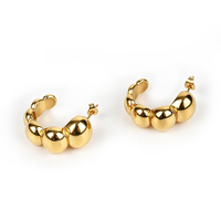 Boucles d'oreilles créoles épaisses en acier inoxydable plaqué or personnalisées pour femmes, hypoallergéniques, avec logo personnalisé