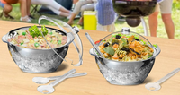 Grand bol de service réfrigéré de 4.5 pintes avec couvercle pour les fêtes Bol à salade glacé avec refroidisseur de glace Plateau à légumes réfrigéré de cuisine