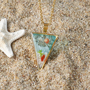 Collana di onde di mare in resina placcato oro 18k in acciaio inossidabile ciondolo collana geometrica da spiaggia per le donne regali Souvenir - Product Image 4