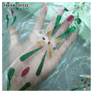 Tela de Organza Transparente con Purpurina Verde YX2241, Tela Personalizada para Vestidos de Princesa Anna, Ropa para Niñas, Faldas - Product Image 5