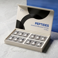 Boîte rigide personnalisée blanche à clapet magnétique avec carton gris pour flacons de peptides, capacité pour éponge, logo UV sélectif