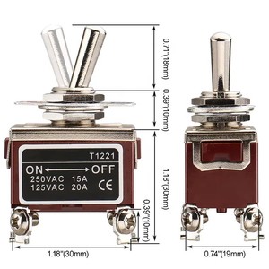 Interrupteurs à Levier 250V 15A Robustes, Interrupteur à Levier Marche-Arrêt Double Allumage DPST, Interrupteur à Levier Momentané, Choix de Courant 3-15A - Product Image 3