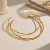 Nouveau Collier Tendance en Acier Inoxydable Doré DIY pour Femme, Motif Chaîne Simple, pour Pulls et Tricots Automne Hiver
