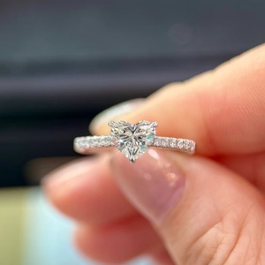Heart Shape Lab Grown Diamond <b>Ring</b> 1CT IGI Certified Brilliant Cut 14K 18K Gold Channel Set Pave Engagement - Product Image 1