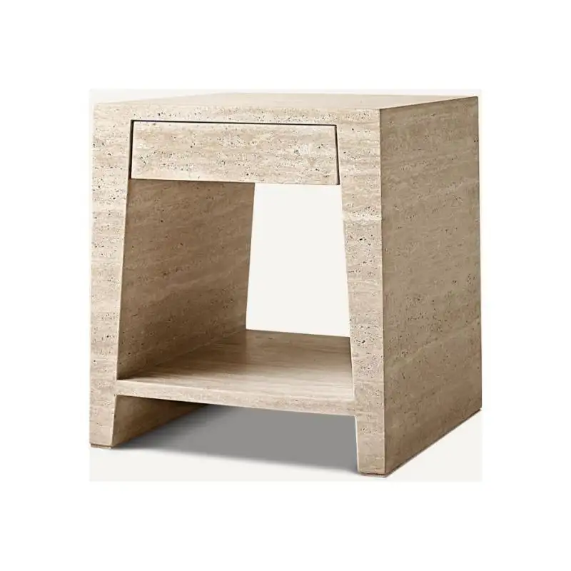 SHIHUI muebles de mármol de piedra Natural mesita de noche organizador mesita de noche Beige travertino mesa auxiliar