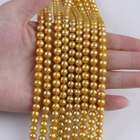 Perles d'eau douce naturelles de forme ronde, teintées Akoya, 4-4,5 mm, 5-5,5 mm, 6-6,5 mm, pour la fabrication de bijoux