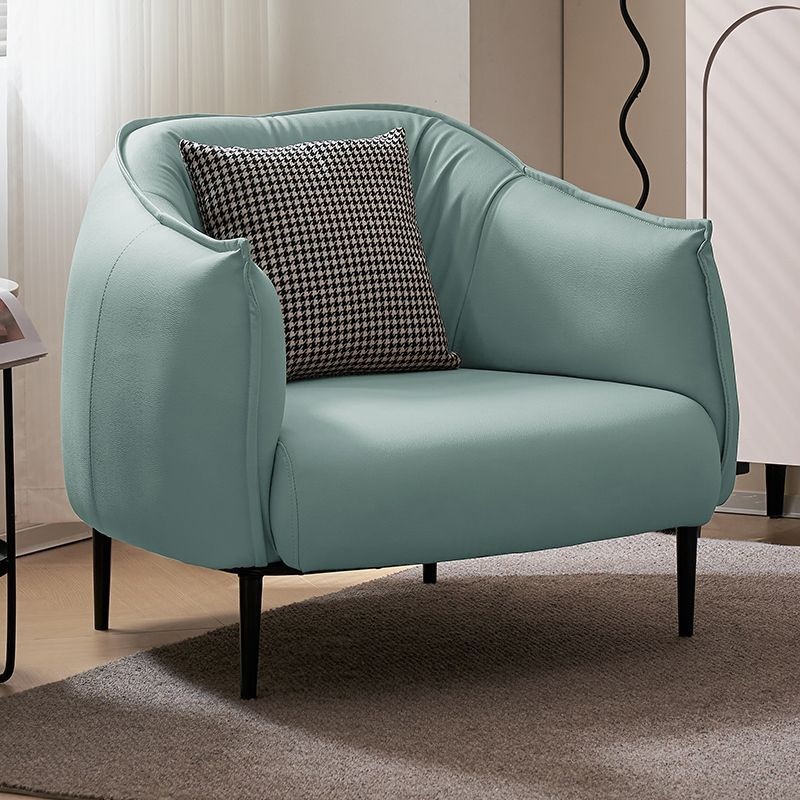 Azzurro [Pelle in Microfibra] - con Cuscino - Piedini Neri