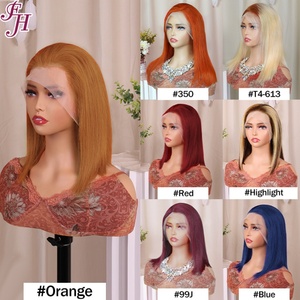 FH Peruvian Short Brazilian Ombre Colored <b>Human</b> <b>Hair</b> Bob <b>Wig</b> 13*4 <b>Lace</b> Frontal <b>Wig</b> for Black Women - Product Image 2