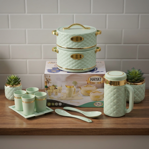 Ensemble de casseroles en céramique Anax Classic 10 pièces, revêtement antiadhésif, poignées en acier inoxydable, design isolé, comprend des ustensiles et des tasses - Product Image 2
