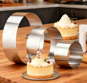 Yolecen Anello per Torte in Acciaio Inox, Spessore 1,0mm, Altezza 5cm, Riutilizzabile, Adatto al Forno, Stampo per Mousse Senza Fori, Stampo per Pasticceria - Product Image 3