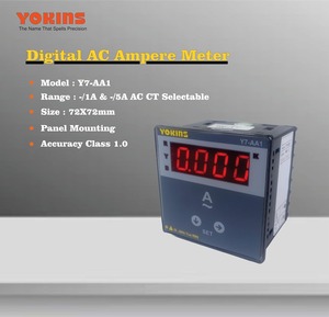แอมมิเตอร์ดิจิตอล Yokins Y7-AA1 True RMS 5A/1A AC เลือกได้ระหว่างโหมด CT และโหมด Direct 10A ขนาดหน้าปัด 72x72 มม. รับประกัน 1 ปี - Product Image 1