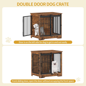 Wholesale Luxury Large Kennel on Wheel Black Pet Travel Carrier Cage Tall Heavy Dog <b>Crate</b> Cabinet - Product Image 4