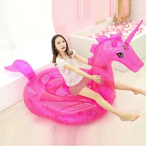 Venta al por mayor de juguetes de agua de PVC inflable transparente unicornio Animal piscina flotador - Product Image 3