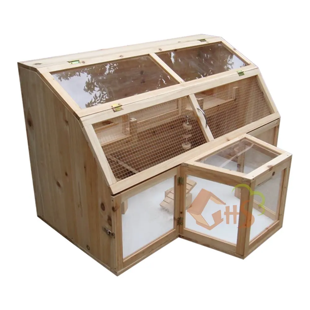Caja de cartón para roedores, jaula china de madera Natural de abeto para hámster