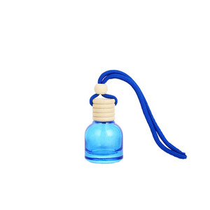 Luxury <b>Empty</b> 10ml Round <b>Glass</b> Transparent Amber Grey Car Perfume <b>Bottle</b> with Wooden Cap and Hanging Rope - Product Image 2