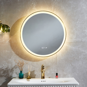 Led avec Lumières Miroir Mural de Vanité de Salle de Bain Miroir de Maquillage Arrondi Anti-Brouillard 3 Couleurs de Lumière en Verre pour Salle de Bain - Product Image 4