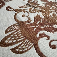 Tissu de matelas en polyester double jacquard à motif floral couleur café, style rétro classique, pour la décoration intérieure