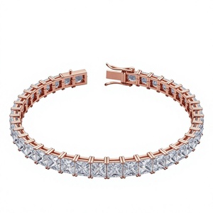 Pulsera de tenis unisex de lujo chapada en oro de 10K con diamantes de talla brillante, joyería para compromiso y boda, engaste de garra, piedra natural IGI - Product Image 1