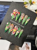 Ongles artificiels de luxe 3D à presser, faits à la main, réutilisables, forme Stiletto, couvrance totale, avec colle, en gros pour femmes
