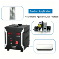 Régulateur de tension monophasé CA 220V en gros d'usine avec affichage LCD, contrôle par relais, protection contre les surtensions et les sous-tensions pour réfrigérateur et téléviseur