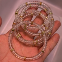 Bracelet de luxe en quartz naturel haute clarté, disque plat Feng Shui, simple boucle, avec entretoises à ornements dorés