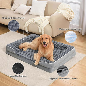 Factory Custom High Quality Gray Plush Orthopedic <strong>Memory</strong> <strong>Foam</strong> Large <strong>Dog</strong> Pet <strong>Bed</strong> Wholesale Rectangular 4 Sided Pillow <strong>Dog</strong> <strong>Bed</strong> - Product Image 4