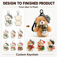 Porte-clés en peluche ours de Noël mignon sur mesure, directement de l'usine, fabricant OEM ODM pour cadeaux, marques à étiquette privée et commandes en gros