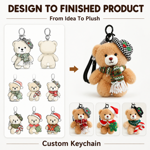 Porte-clés en peluche ours de Noël mignon sur mesure, directement de l'usine, fabricant OEM ODM pour cadeaux, marques à étiquette privée et commandes en gros - Product Image 4