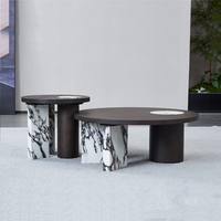 Ensemble de tables basses rondes en marbre et bois de luxe moderne, design italien, tables gigognes, table centrale, table d'appoint pour salon