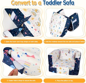 Custom Toddler <b>Sofa</b> Bed Flip Open Kids Lounge Chair <b>Play</b> Couch Removable Cover Plush Velvet for Bedroom Living Room Travel - Product Image 5