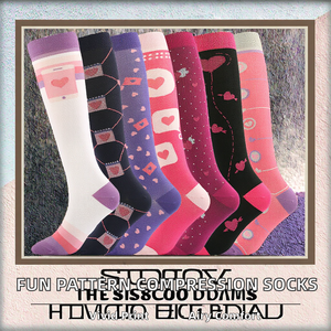 Solid Compression <b>Socks</b> Nylon <b>Knee</b> <b>High</b> Breathable Sports Leg Warriors Customizable Cuff Logo 15-20mmHg Autumn - Product Image 2
