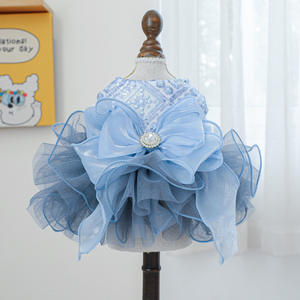 Blue Bowknot <strong>Graceful</strong> Dog Spring Summer <strong>Pet</strong> Wedding Dress - Product Image 1