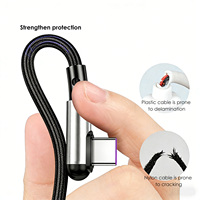 Câble de charge rapide USB-C vers USB-A à angle droit 60W 5A, tressé en cuivre pur, transfert de données USB 3.1 pour téléphone de jeu 1,2m