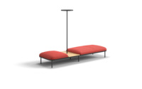 Canapé d'attente moderne en tissu double face, banquette modulaire de réception avec dossier, éco-responsable pour hôtels et bureaux