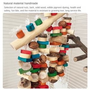 Amerika papağanı kuş oyuncaklar katı ahşap çevre dostu 1.5kg büyük papağan standı kare şekli sıkıntı rölyef Bite dize-tüm mevsim - Product Image 2