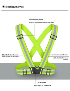 Gilet Riflettente ad Alta Visibilità per Lavori in <span class=keywords><strong>Giardino</strong></span>, Imbracatura Regolabile Super Luminosa per Ciclismo, Attrezzatura Protettiva G26-74 - Product Image 3